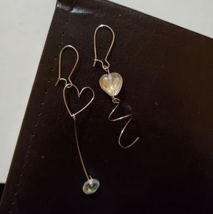 Holographic Heart Spiral Mismatch Dangle Earrings